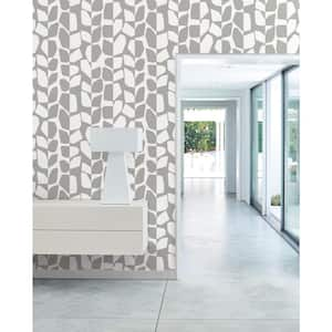 60.75 sq.ft. Mettalic Silver Primitive Metallic Vines Wallpaper