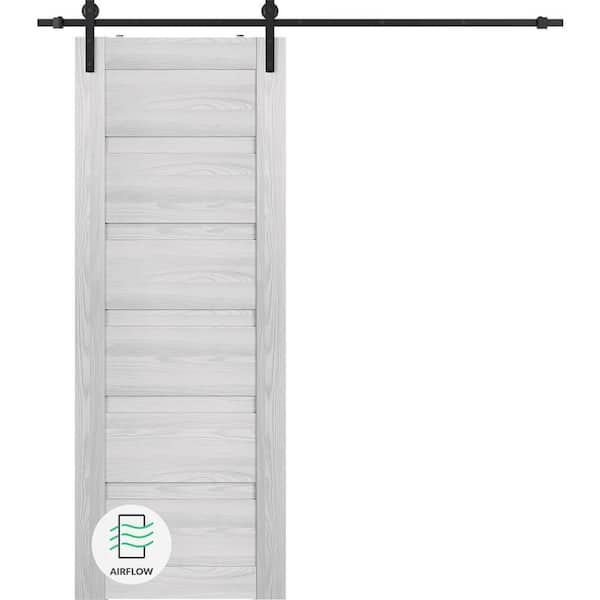 Belldinni Louver 30 in. x 84 in. Ribeira Ash Wood Composite Sliding Barn Door with Hardware Kit