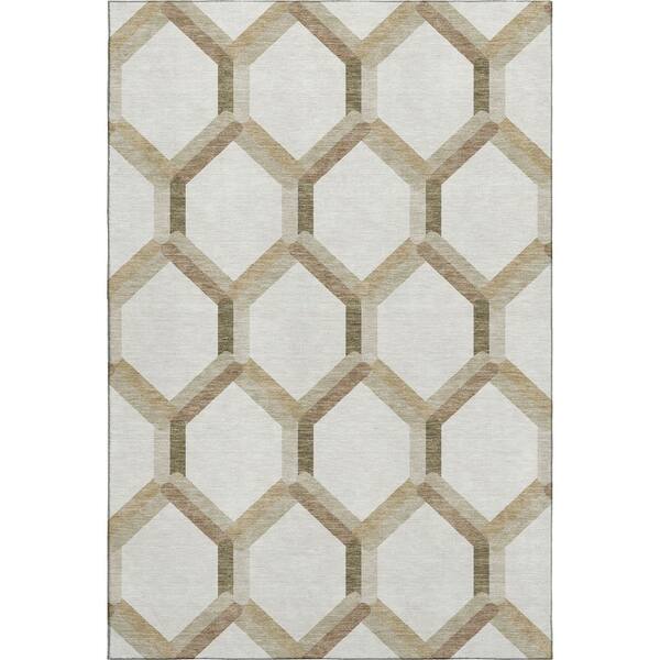 Mayfield Premium Machine Washable Abstract AMF2343 Ivory 10 ft. x 14 ft. Area Rug
