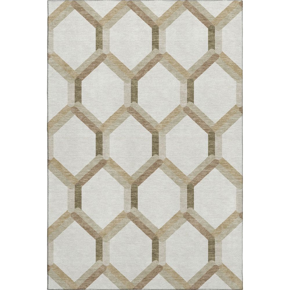 Mayfield Premium Machine Washable Abstract AMF2343 Ivory 3 ft. x 5 ft. Area Rug price history on PriceWatchPro