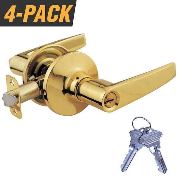 Front Door Lock Set, Gold Front Door Handle with Single Cylinder Deadbolt  and Crystal Glass Knob, Reversible for Left & Right Handed Door, Satin  Brass