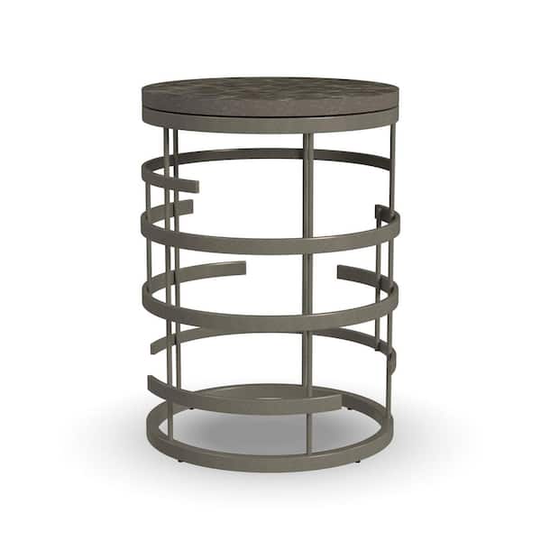 HOMESTYLES Parker 18 in. Silver Gray Round End Table