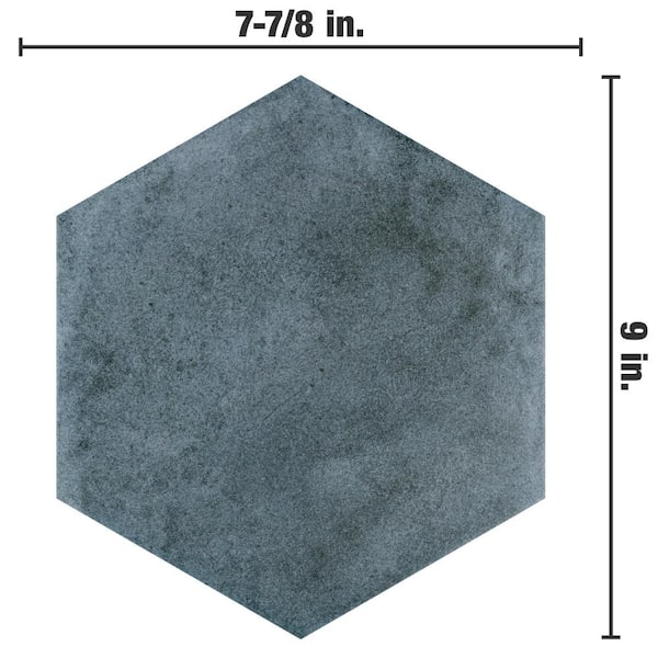 Merola Tile Matter Hex Blue 7-7/8 in. x 9 in. Porcelain Floor and
