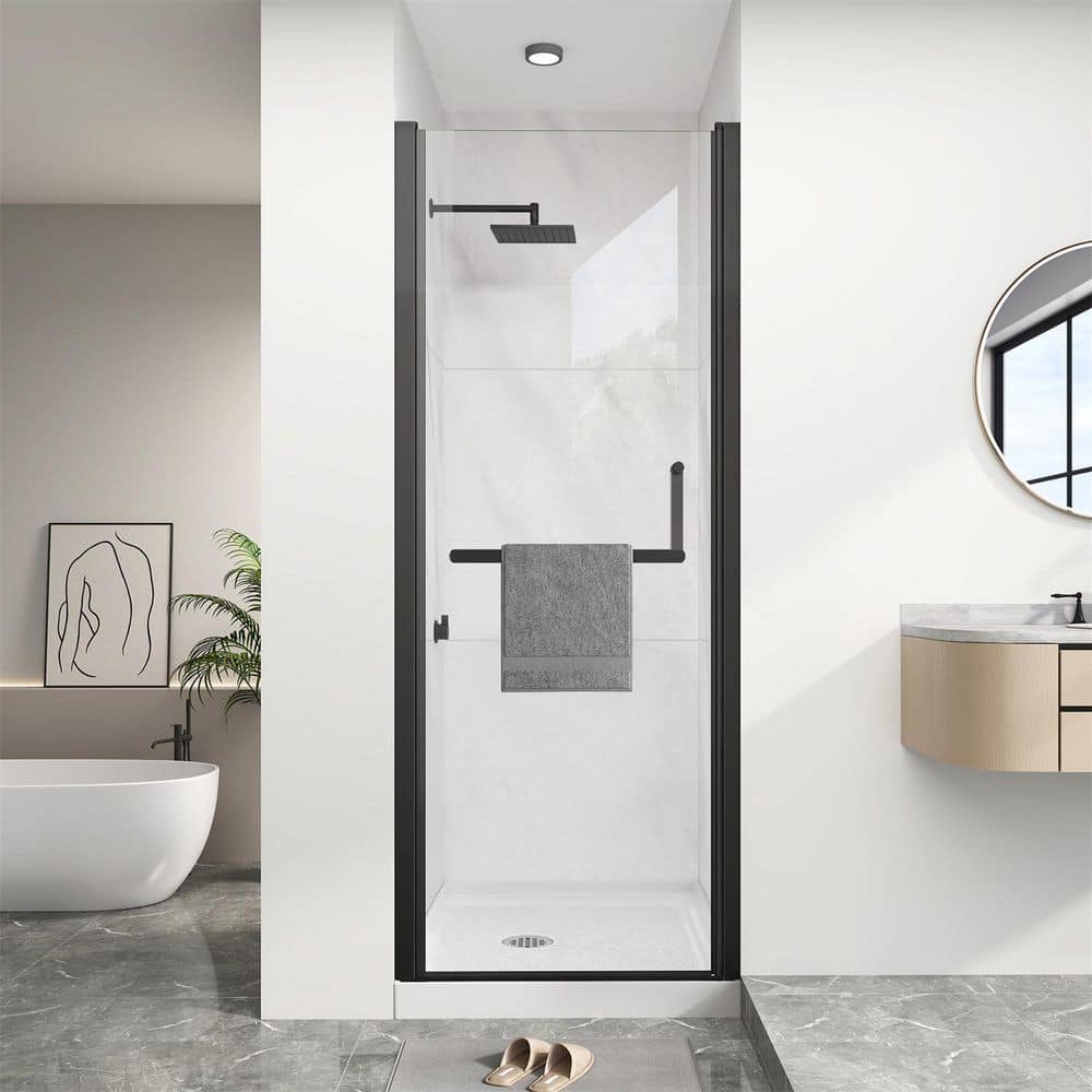 36-38 in. W x 72 in. H Pivot Frameless Shower Door in Matte Black Clear Tempered Glass price history on PriceWatchPro