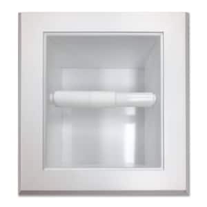 Tripoli Recessed Toilet Paper Holder in White Enamel Solid Wood with Picture Style Frame