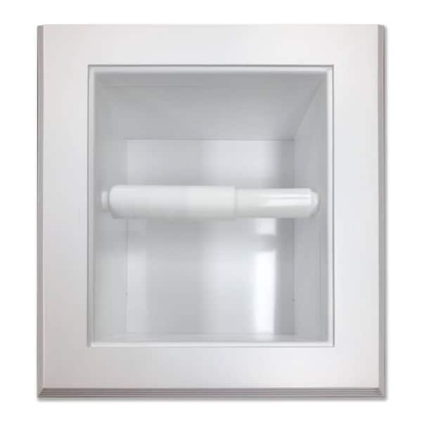 WG Wood Products Tripoli Recessed Toilet Paper Holder in White Enamel Solid Wood with Picture Style Frame
