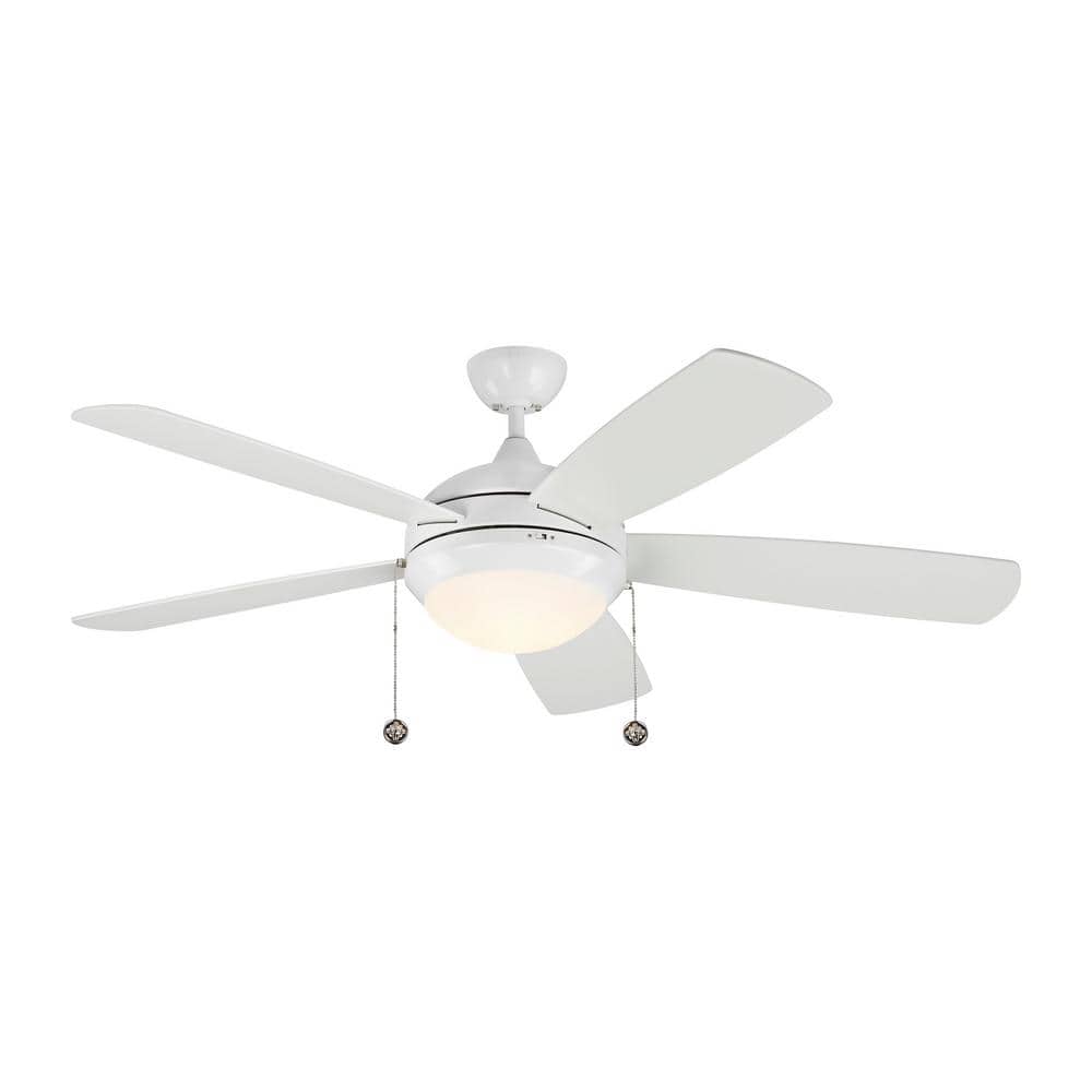 Discus Classic 52 in. Modern Integrated LED Indoor White Ceiling Fan with White Blades and 3000K Light Kit, Pull Chain price history on PriceWatchPro