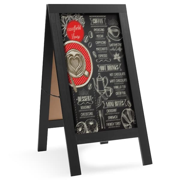 Casafield 40 in. x 20 in. A Frame Chalkboard Sign, Double-Sided Magnetic Menu Board, Black