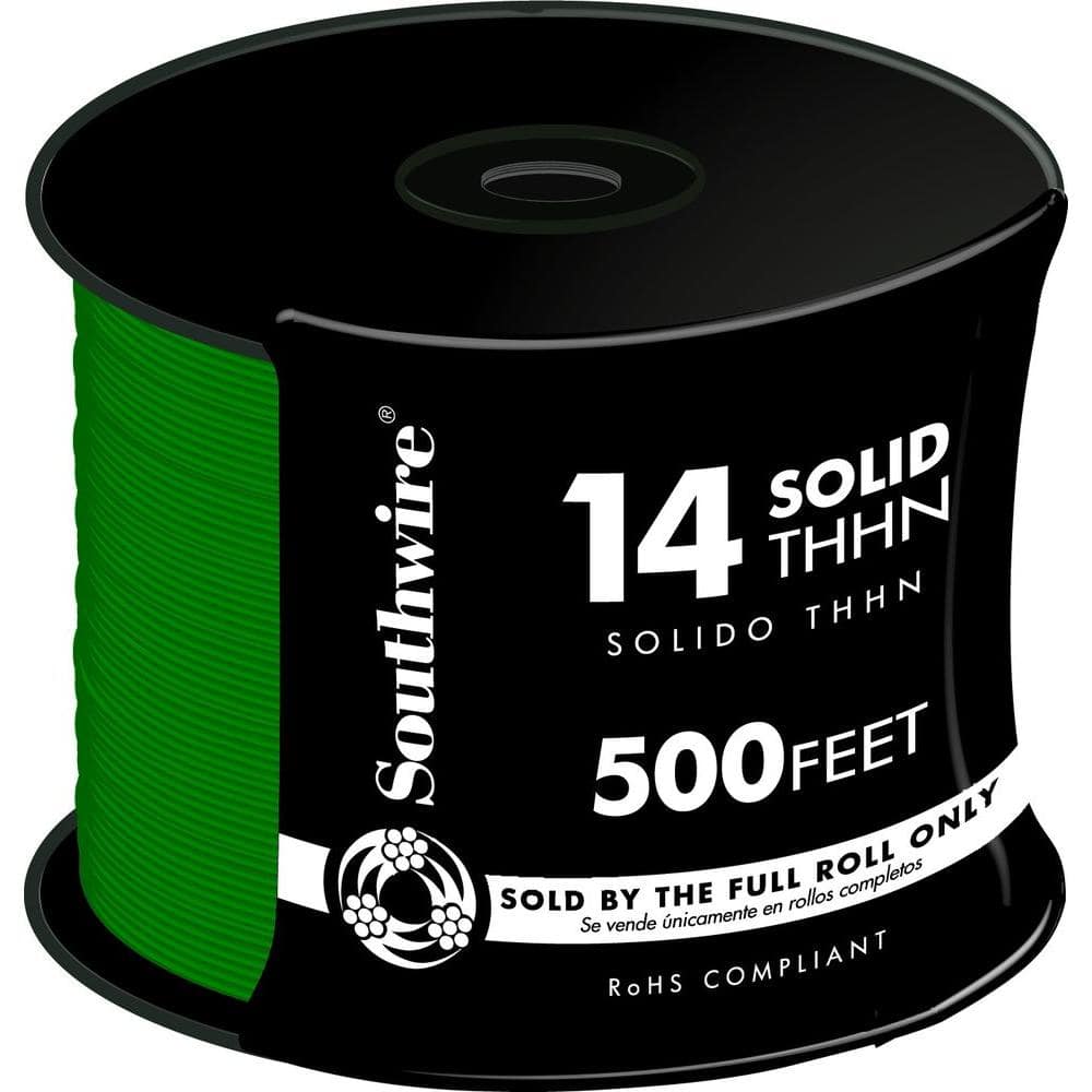 Southwire 500 ft. 14 Green Solid CU THHN Wire 11583258 - The Home