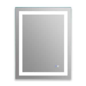 28 in. W x 36 in. H Rectangular Framed Wall Bathroom Vanity Mirror in White with LED, Front Light, Color Temper 5000K