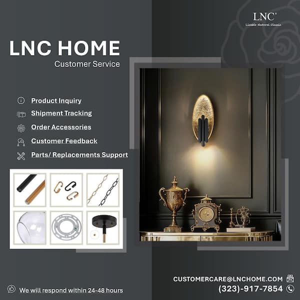 LNC Vintage 6-Light Integrated LED Black and Goldleaf Wall Sconce