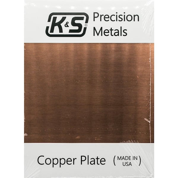 K&S Precision Metals 6605 Copper Etching Plate 16 Gauge 0.050 Thickness x 9 Width x 12 Length 1 pcs Made in USA 