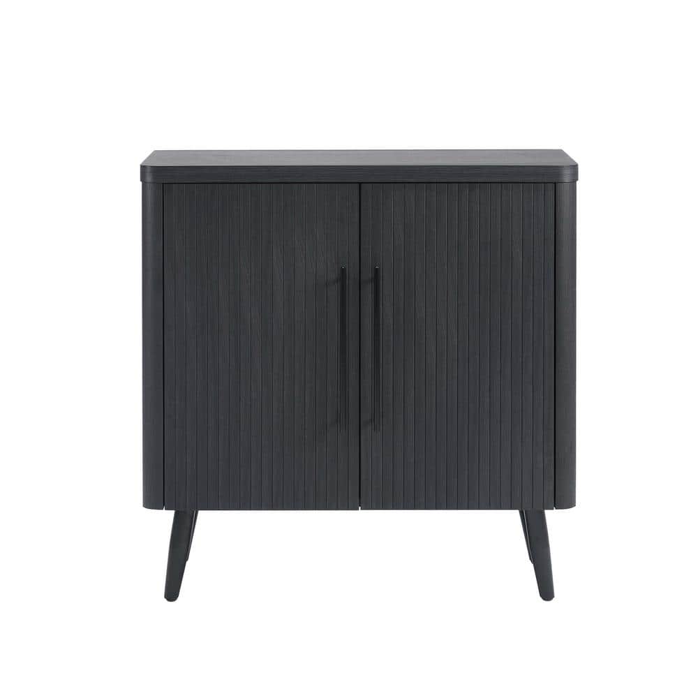 Charcoal Grey Mid-Century Modern Accent Cabinet with Adjustable Shelving