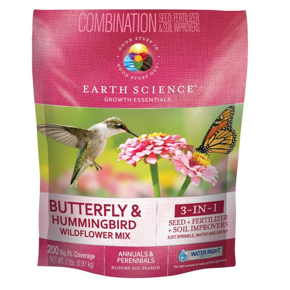 EARTH SCIENCE 2 lbs. Butterfly and Hummingbird AllInOne Wild Flower Mix with Seed, Plant Food