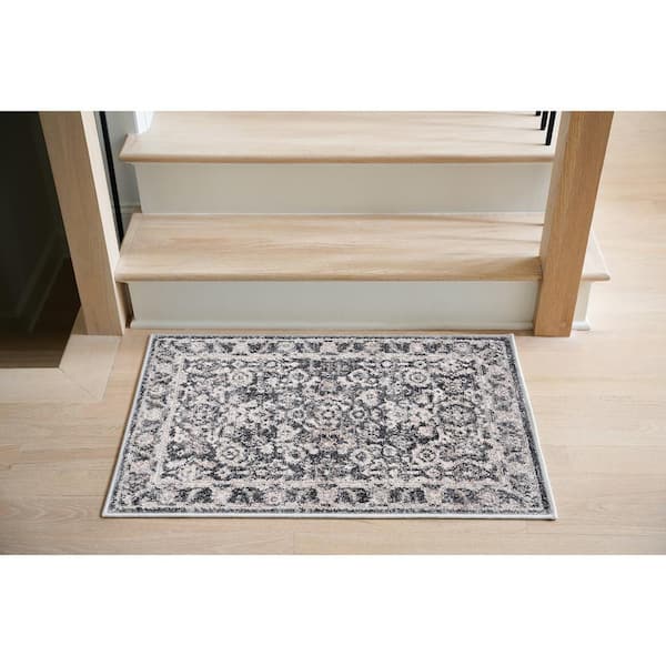 Magic Traditional Dark Gray and Cream 2 ft. x 3 ft. Oriental Indoor Area Rug