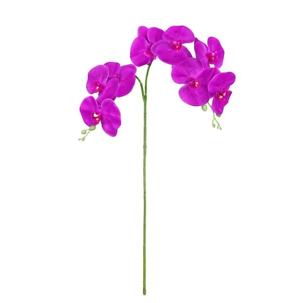 34 in. Natural Touch Purple Artificial Phalaenopsis Orchid Flower Stem Spray (Set of 3)