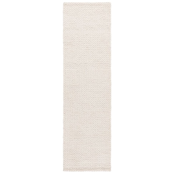 Natura 2 ft. x 8 ft. Ivory Modern Solid Bubble Runner Rug