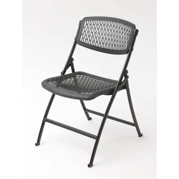 HDX Plastic Seat Folding Chair in Black (Set of 4)
