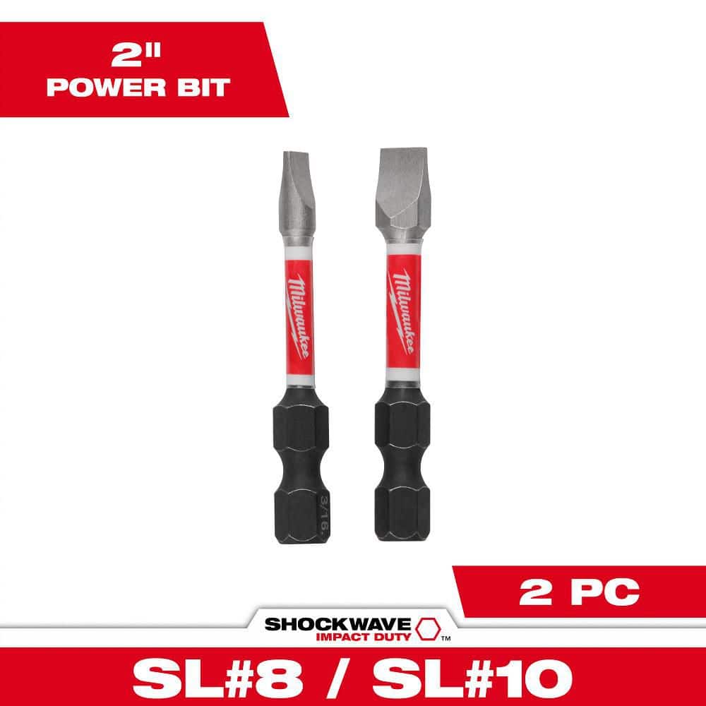 Milwaukee Shockwave Impact Duty 2 in. Slotted #8/#10 Power Bit (2