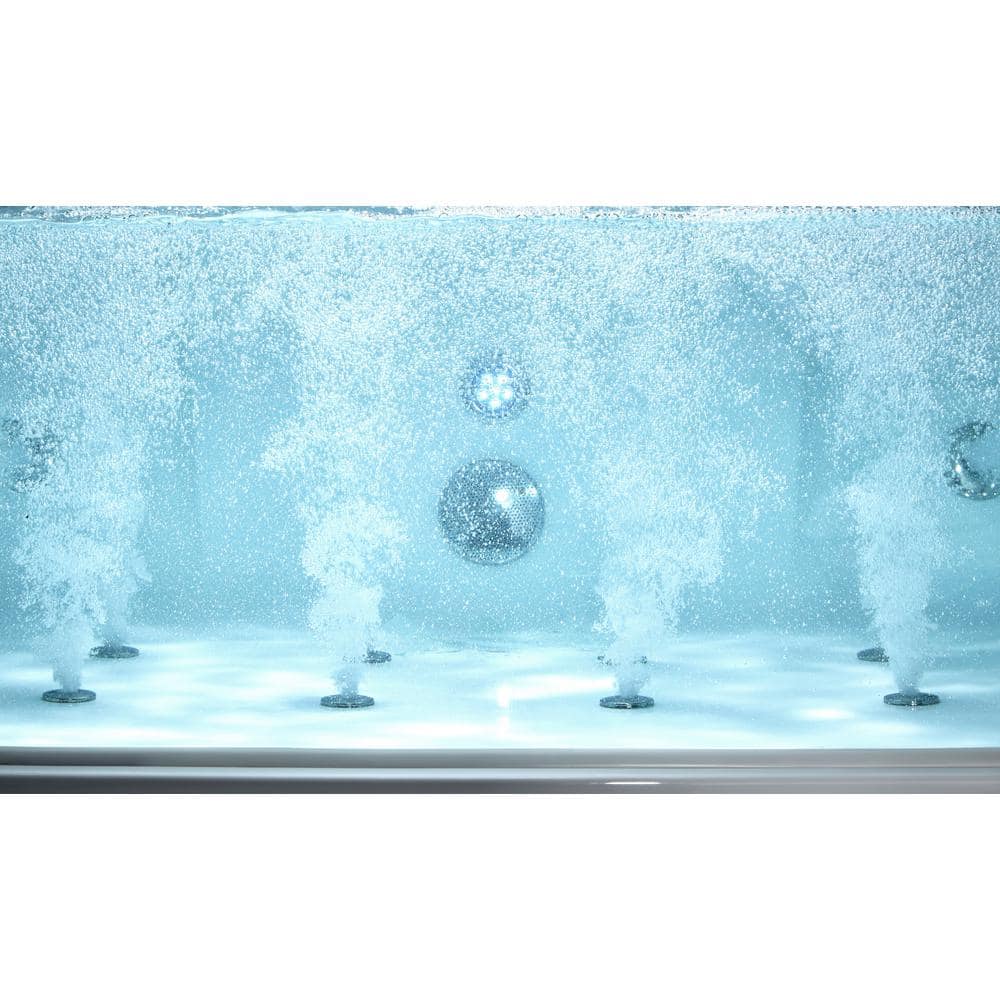 70.9'' White Acrylic Freestanding Whirlpool Bathtub with Glass Panel