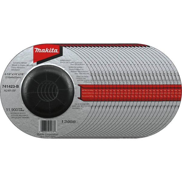 4-1/2 in. x 7/8 in. x 1/4 in. 24-Grit General Purpose Metal Grinding Wheel (25-Pack)