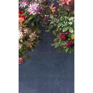 Dark Powder Blue Hanging Floral Blossoms Printed Non-Woven Paper Non-Pasted Textured Wallpaper L: 9' 10 in. x W: 83 in.