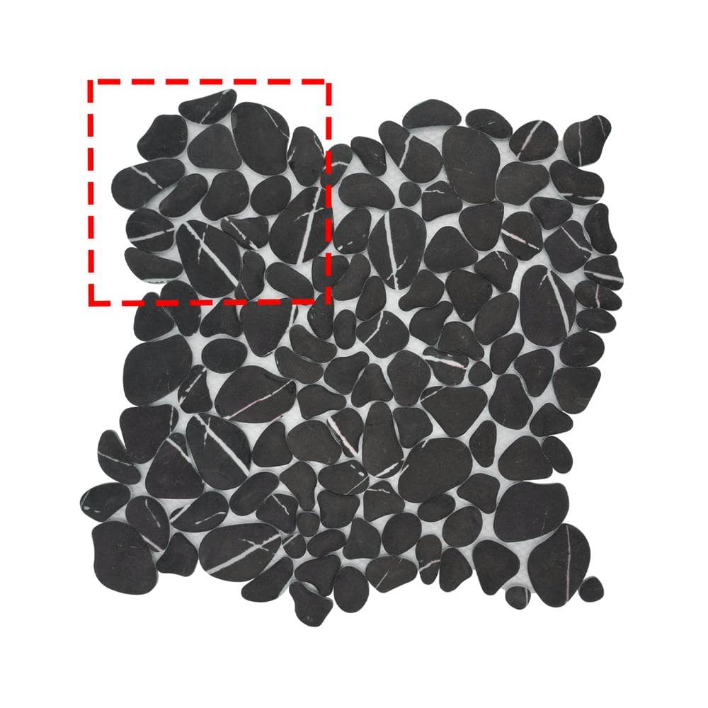 Black Marquina Pebble 6 in. x 6 in. Recycled Glass Marble Looks Floor and Wall Mosaic Tile (0.25 sq.ft./Case) price history on PriceWatchPro