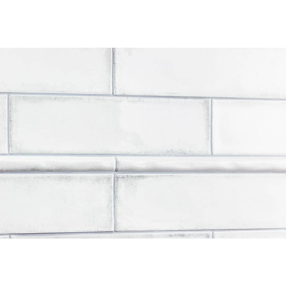 Moze White 0.75 in. x 12 in. Polished Ceramic Pencil Liner