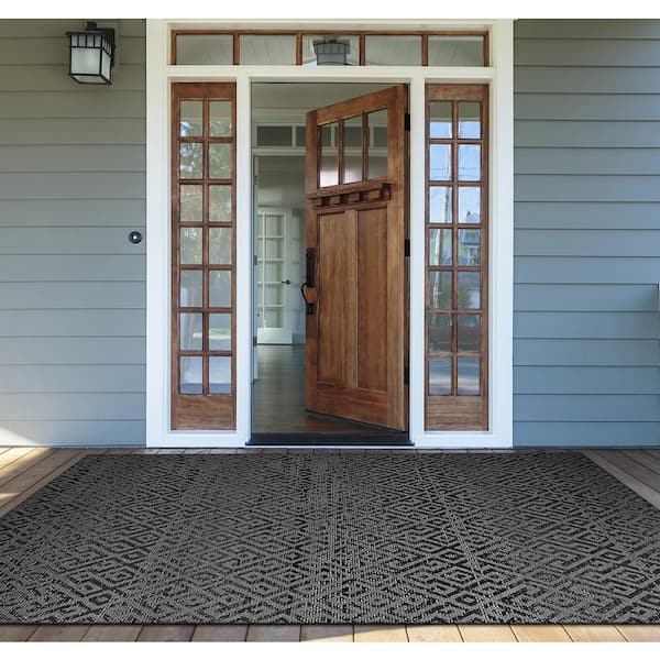 Monaco Pavers Black 4 ft. x 5 ft. Indoor/Outdoor Area Rug
