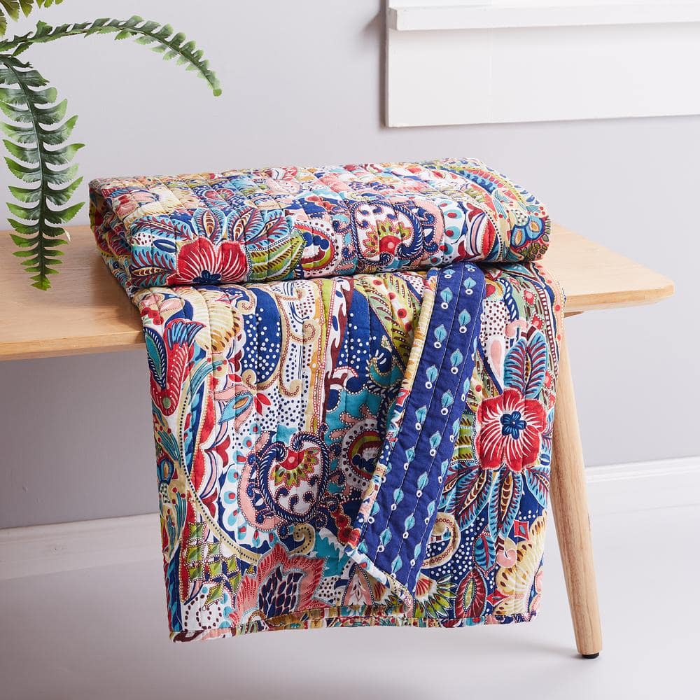 Nanette Multicolor Cotton Reversible Quilted Throw