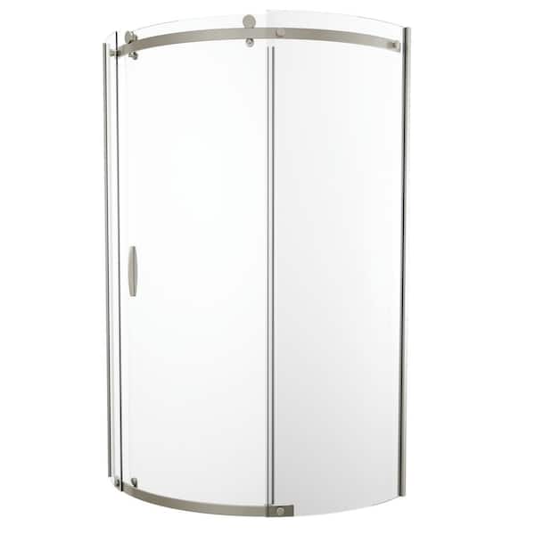 upright designer dock Delta Classic 38 in. W x 72 in. H Round Sliding Frameless Corner Shower  Enclosure in Stainless Steel B911917-3838-SS - The Home Depot