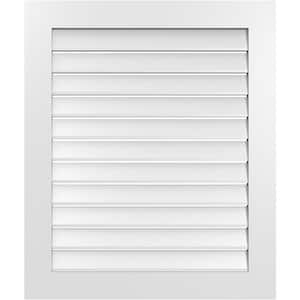 32 in. x 38 in. Rectangular White PVC Paintable Gable Louver Vent Functional