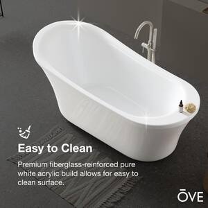 Rachel 70 in. Acrylic Freestanding Flatbottom Bathtub in White with Overflow, Drain and Freestanding Faucet in Chrome