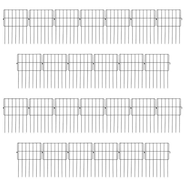 12 in. W x 16 in. H Black Metal Wire No Dig Decorative Garden Fence (26-Pack)