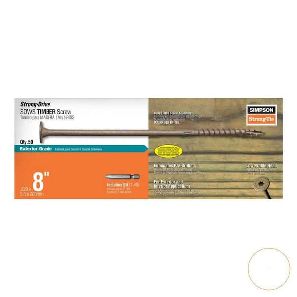 0.220 in. x 8 in. Timber Screw, T40 6-Lobe, Washer Head, Exterior Grade (100-Pack)