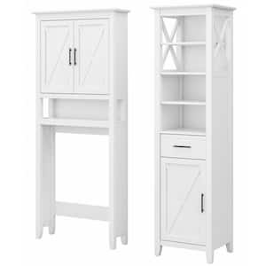 Key West 18.9 in. W x 15.67 in. D x 68.11 in. H White Particle Board Freestanding Linen Cabinet in White Ash