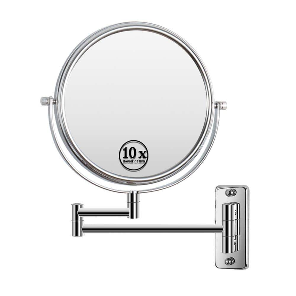 8 In W X 8 In H Round Framed Wall Bathroom Vanity Mirror In Chrome 5046