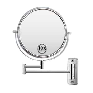 8 in. W x 8 in. H Round Framed Wall Bathroom Vanity Mirror in Chrome, 1X/10X Magnification Mirror