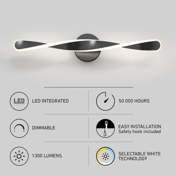 Artika Finley 27 in. 1 Light Black Modern Integrated LED 3