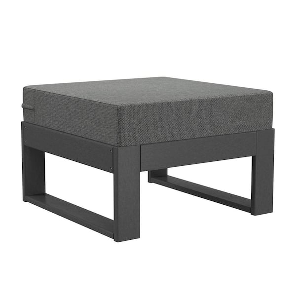 WESTIN OUTDOOR Endless Gray Plastic Frame and Gray Cushion Outdoor Patio Deep Seating Ottoman