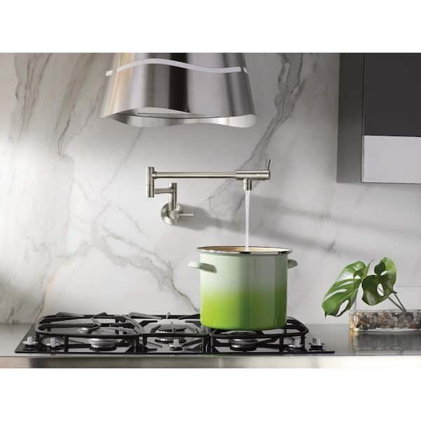 Modern Wall Mounted Pot Filler in Spot Resist Stainless