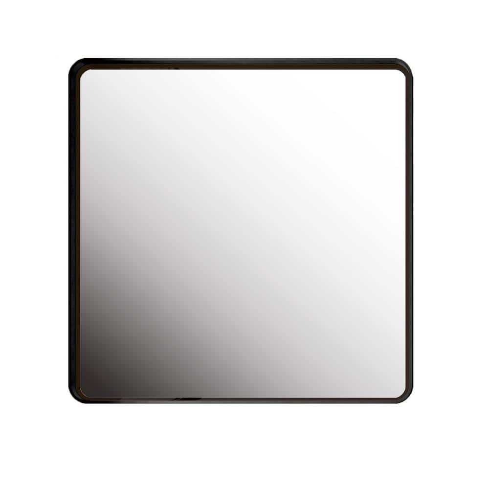 Black 36 in. W x 36 in. H Square Metal Framed Wall Mirror