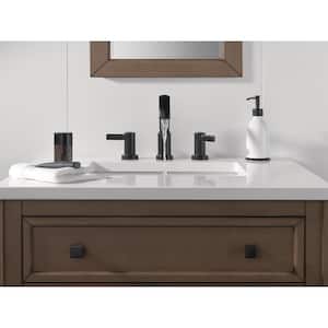 Albion 8 in. Widespread Double Handle Bathroom Faucet with Drain Kit Included in Matte Black