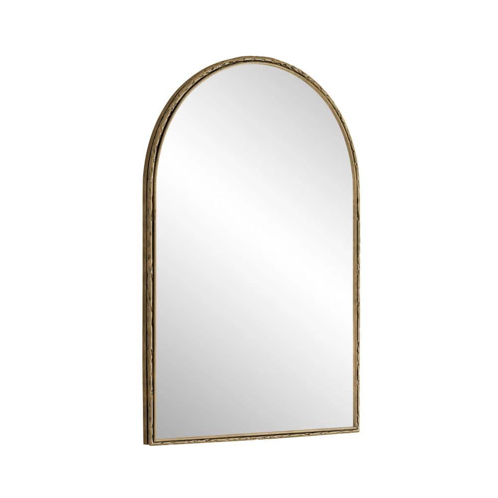 Gold 24.02 in W x 35.83 in. H Retro Arch Iron Framed Mirror for LivingRoom,