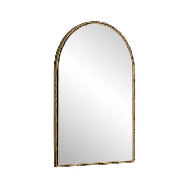 Unbranded Gold 24.02 in W x 35.83 in. H Retro Arch Iron Framed Mirror for LivingRoom, Bedroom, Entryway