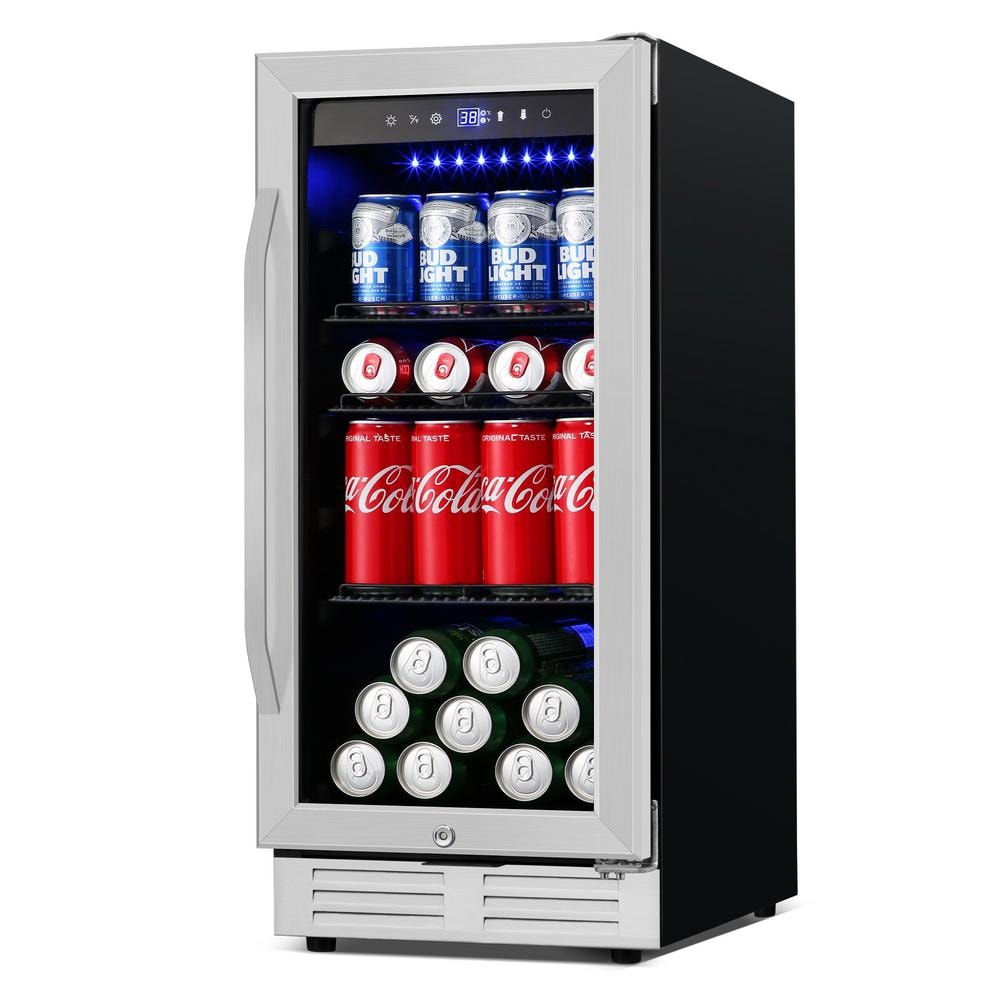 BODEGA 15 in. Built-in Single Zone 100-Cans Beverage Cooler Fridge in  Stainless Steel UL-YC-10HD0C - The Home Depot