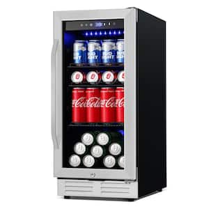 15 in. Built-in/Freestanding Single Zone Beverage Refrigerator with 127 Can 12 (oz.) Beverage, Stainless Steel