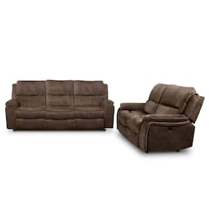 Dinne 2-Piece Dark Brown Polyester Reclining Living Room Set