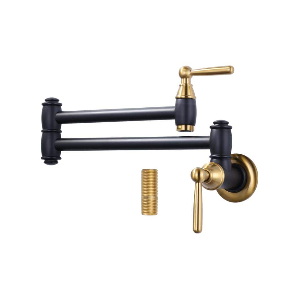 ALEASHA Wall Mounted Pot Filler with Double Joint Swing in Gold and ...