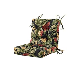 Seat/Back Outdoor Chair Cushion Tufted Replacement for Patio Furniture 20 in. x 20 in. x 4 in. 1 Count, Floral in Black